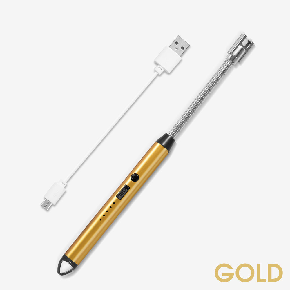 Flameless Bendy Rechargeable Windproof USB Electric ARC Lighter Candle BBQ Gold - Eastlakes Electronics